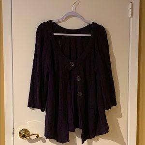 Dark purple 3/4 bell sleeve cardigan